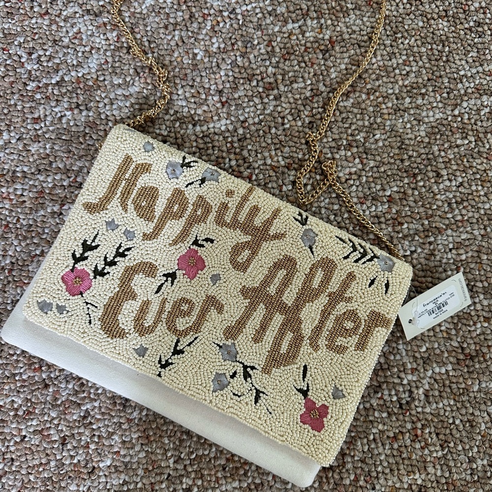Happily Ever After Beaded Clutch - Cream and Pink